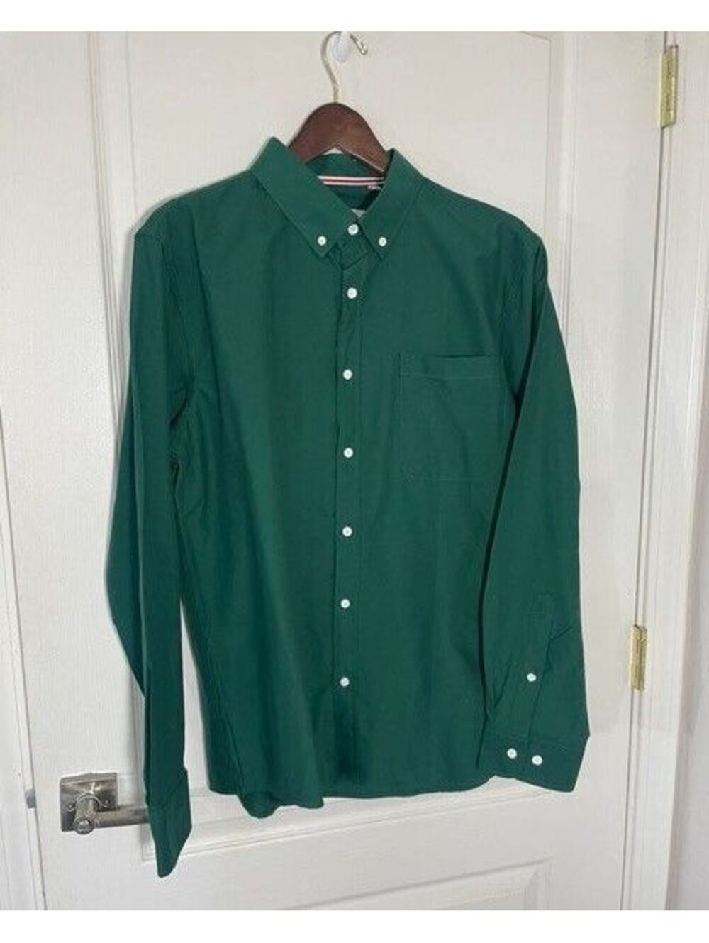 Oxford brand men's Large button down deep pine/forest green excellent condition
